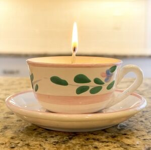Floral Teacup Candle with Saucer